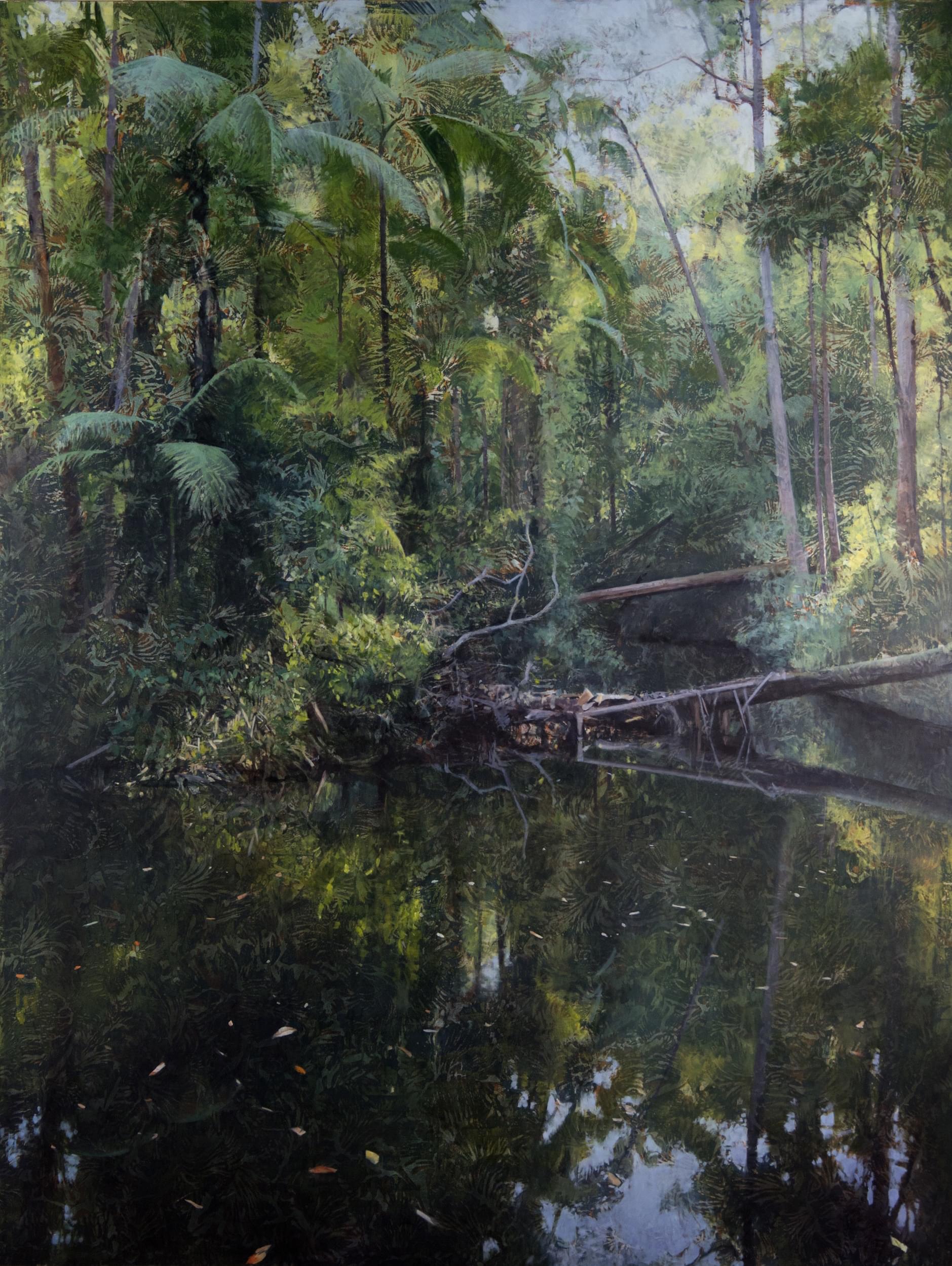 fallen-leaves-rocky-creek-painting-by-artist-aj-taylor